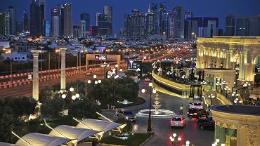 Panorama katarskiej stolicy. Doha, 24 kwietnia 2019 r.